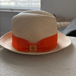 Tory Burch Tan Fedora with Orange Band NWT
